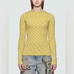 Off-White™ Bubble Check Long Sleeve T-Shirt - Size XS | Yellow / Gray